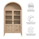 Modern Farmhouse Arched Tall Wood Storage Display Cabinet – Wood Grain 74 Inch