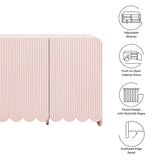 Fluted Scalloped Sideboard Storage Cabinet – Wood Finish 56 Inch