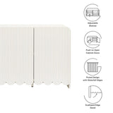 Fluted Scalloped Sideboard Storage Cabinet – Wood Finish 56 Inch