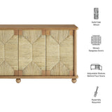 Seagrass Door Sideboard Storage Cabinet – Oak Wood 71 Inch