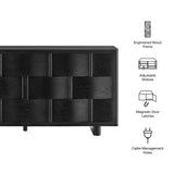 Woven Pattern Sideboard Storage Cabinet – Wood Finish 71 Inch