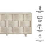 Woven Pattern Sideboard Storage Cabinet – Wood Finish 71 Inch