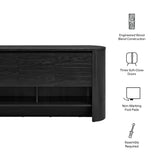 Oval Storage Sideboard Cabinet with Open Shelves – Wood Finish 62 Inch