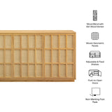 Japandi Sideboard Storage Cabinet with Woven Doors – Light Oak 76 Inch