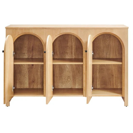 Modern 3-Door Arched Mango Wood Veneer Sideboard – 53 Inch