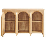 Modern 3-Door Arched Mango Wood Veneer Sideboard – 53 Inch