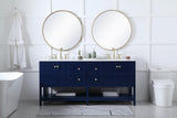 Theo 72 Inch Blue Double Sink Bathroom Vanity with Quartz Top