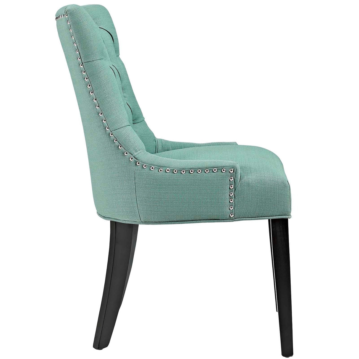 Set of 2 Button Tufted Fabric Dining Side Chairs with Nailhead Trim