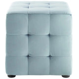 Tufted Cube Velvet Ottoman – 15 Inch Upholstered
