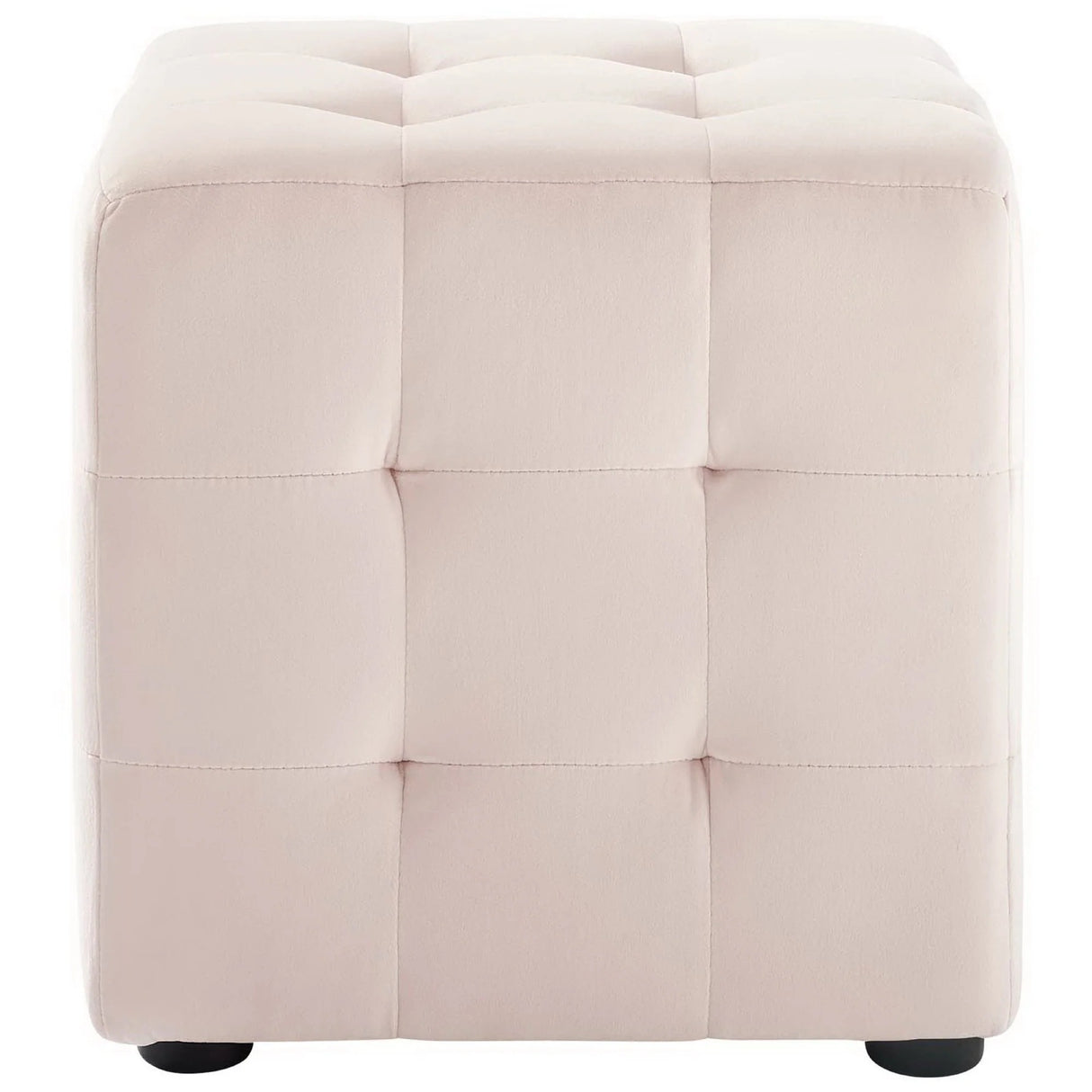 Tufted Cube Velvet Ottoman – 15 Inch Upholstered