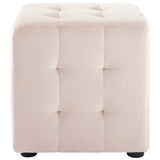 Tufted Cube Velvet Ottoman – 15 Inch Upholstered