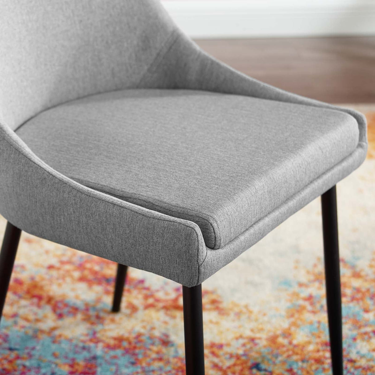 Upholstered Fabric Dining Chair Set with Tapered Metal Legs