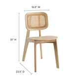 Wood Dining Side Chair with Woven Rattan Cane Back