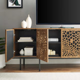 Wood Sideboard Storage Cabinet with Sliding Back Panel – Walnut Finish 73 Inch