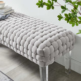 Woven Velvet Bench Ottoman with Acrylic Legs – 50 Inch