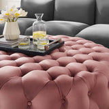 Large Round Tufted Velvet Ottoman – Upholstered 40 Inch