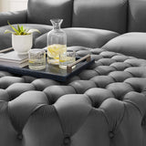 Large Round Tufted Velvet Ottoman – Upholstered 40 Inch