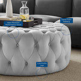 Large Round Tufted Velvet Ottoman – Upholstered 40 Inch