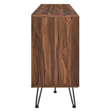 Industrial Metal Mesh 3-Door Sideboard – Wood Grain 59 Inch