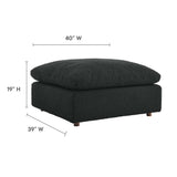 Contemporary Overstuffed Boucle Upholstered Ottoman – 40 Inch