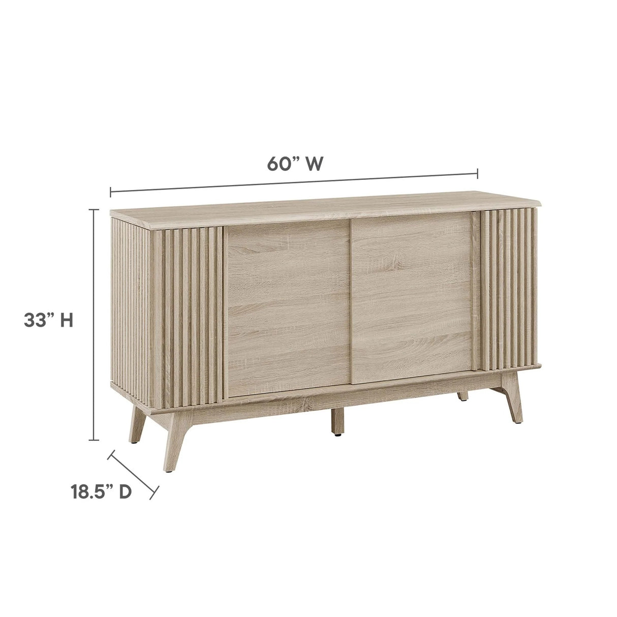 Sideboard Storage Cabinet Sliding Door MDF 60 Inch