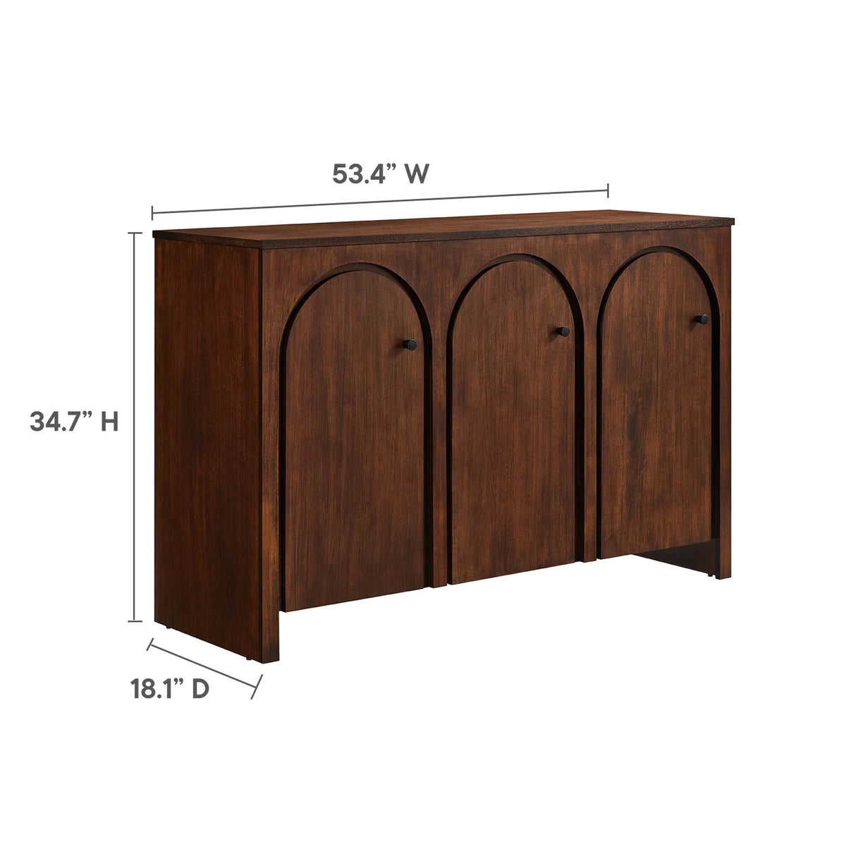 Modern 3-Door Arched Mango Wood Veneer Sideboard – 53 Inch