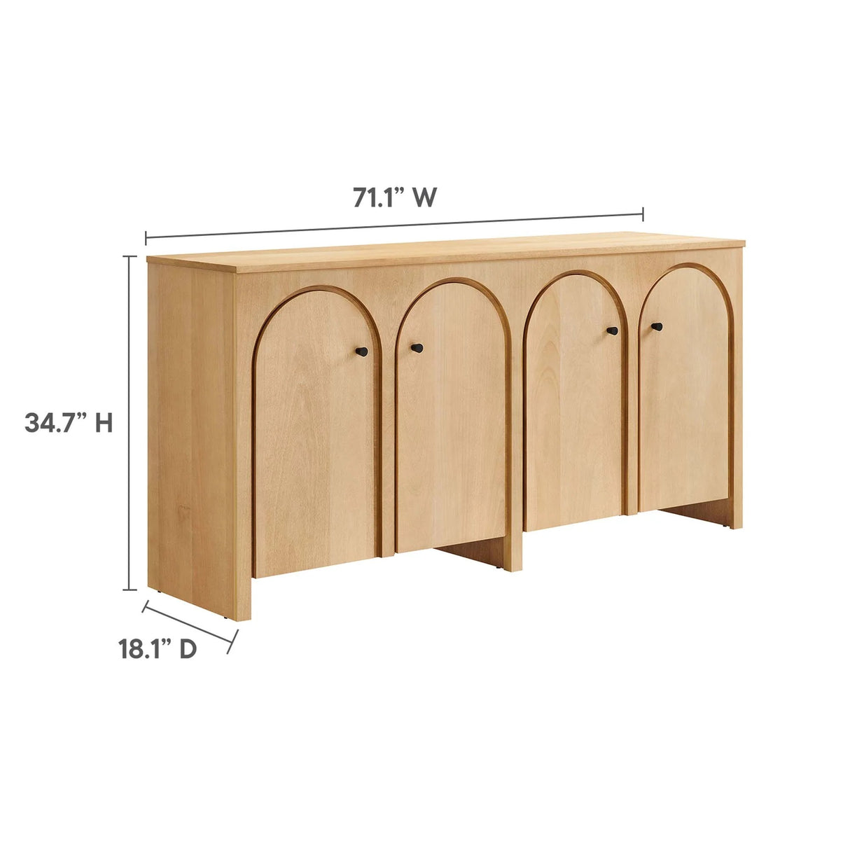 Modern Arched 4-Door Wood Grain Storage Cabinet – 71 Inch