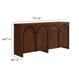 Modern Arched 4-Door Wood Grain Storage Cabinet – 71 Inch