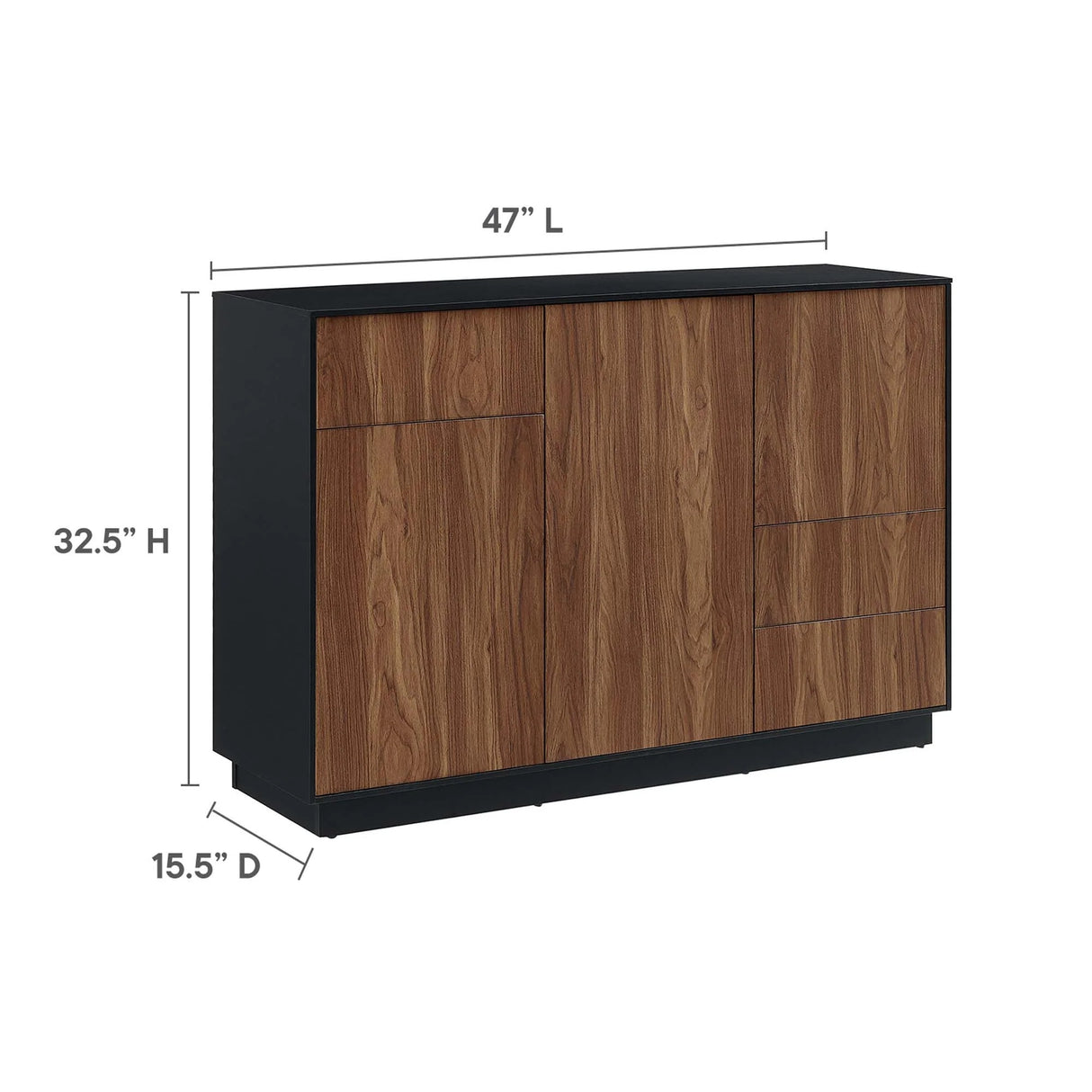Modern Wood Grain 47 Inch Sideboard – Black Walnut