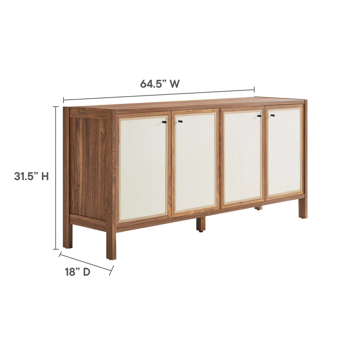 Modern Wood Grain Sideboard Storage Cabinet – Walnut 65 Inch