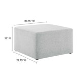 Square Woven Fabric Ottoman – Heathered Upholstered 28 Inch