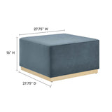 Square Velvet Upholstered Ottoman – Plinth Base 28 Inch