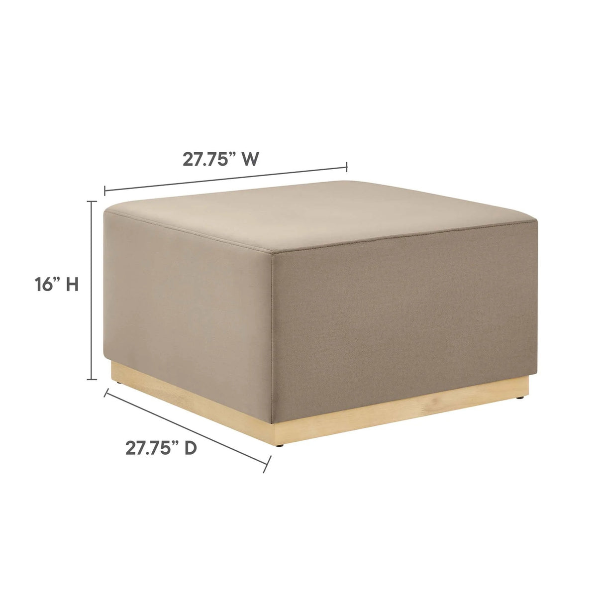 Square Velvet Upholstered Ottoman – Plinth Base 28 Inch