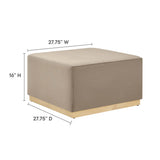 Square Velvet Upholstered Ottoman – Plinth Base 28 Inch