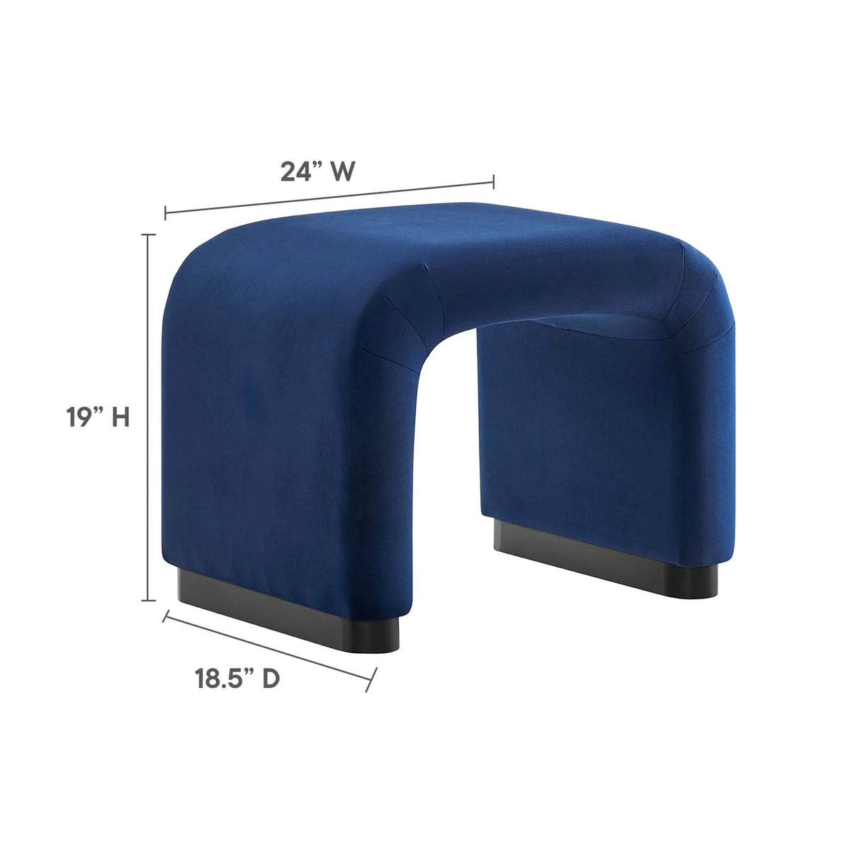 Waterfall Performance Velvet Stool – Velvet Upholstered 24 Inch