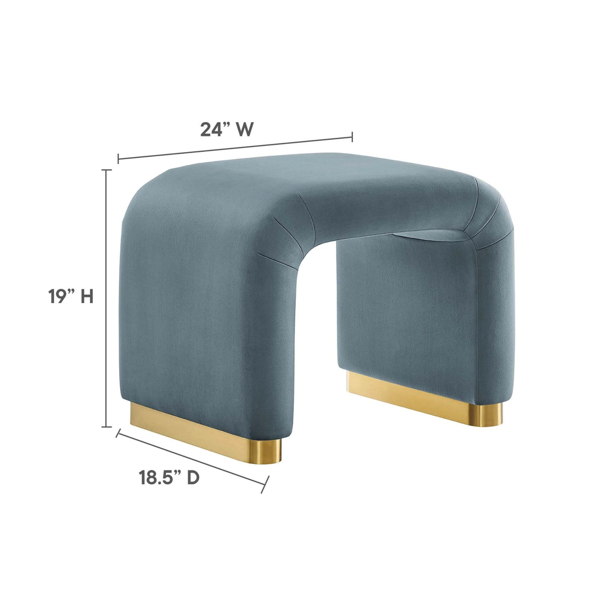 Waterfall Performance Velvet Stool – Velvet Upholstered 24 Inch