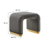 Waterfall Performance Velvet Stool – Velvet Upholstered 24 Inch