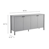 Modern Scalloped 4-Door Storage Sideboard – White 66 Inch