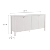 Modern Scalloped 4-Door Storage Sideboard – White 66 Inch