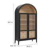 Modern Farmhouse Arched Tall Wood Storage Display Cabinet – Wood Grain 74 Inch