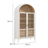 Modern Farmhouse Arched Tall Wood Storage Display Cabinet – Wood Grain 74 Inch