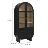 Modern Black Arched Tall Wood Storage Display Cabinet – 74 Inch