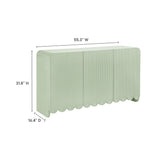 Fluted Scalloped Sideboard Storage Cabinet – Wood Finish 56 Inch