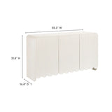 Fluted Scalloped Sideboard Storage Cabinet – Wood Finish 56 Inch