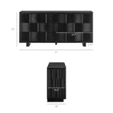 Woven Pattern Sideboard Storage Cabinet – Wood Finish 71 Inch