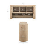 Oval Storage Sideboard Cabinet with Open Shelves – Wood Finish 62 Inch