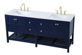 Theo 72 Inch Blue Double Sink Bathroom Vanity with Quartz Top