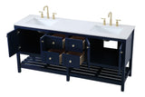 Theo 72 Inch Blue Double Sink Bathroom Vanity with Quartz Top