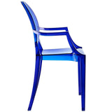 Set of 4 Blue Stackable Molded Acrylic Dining Armchairs