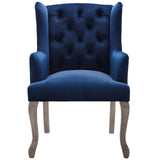 French Vintage Button Tufted Performance Velvet Dining Armchair